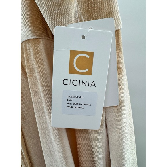 NWT CICINIA Elsie V-neck Straps‎ Velvet Bridesmaid Dress Slit Champagne Plus 18 - Picture 6 of 10